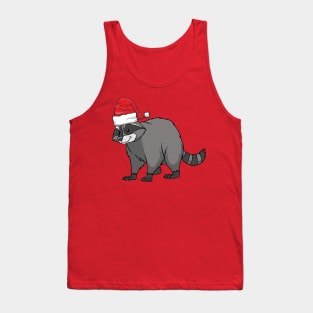 Santa Hat-Wearing Raccoon Funny Christmas Holiday Tank Top